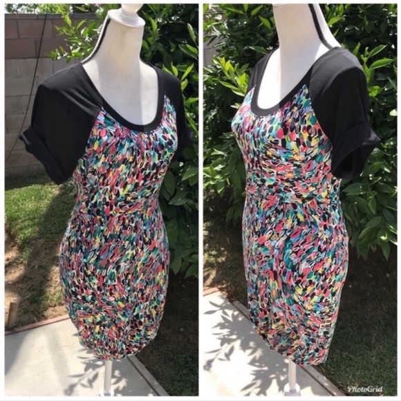 BCBGeneration Multicolor Bubble Hem Short Sleeve Dress Size S - Picture 5 of 7